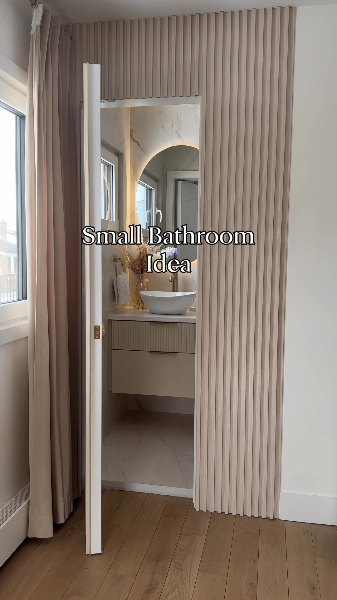 Small bathroom idea ❤️

Hidden doors, floating vanity, LED mirror, vessel faucet, sink bowl, modern bathroom idea, 

#LTKHome #LTKSaleAlert #LTKstorytime