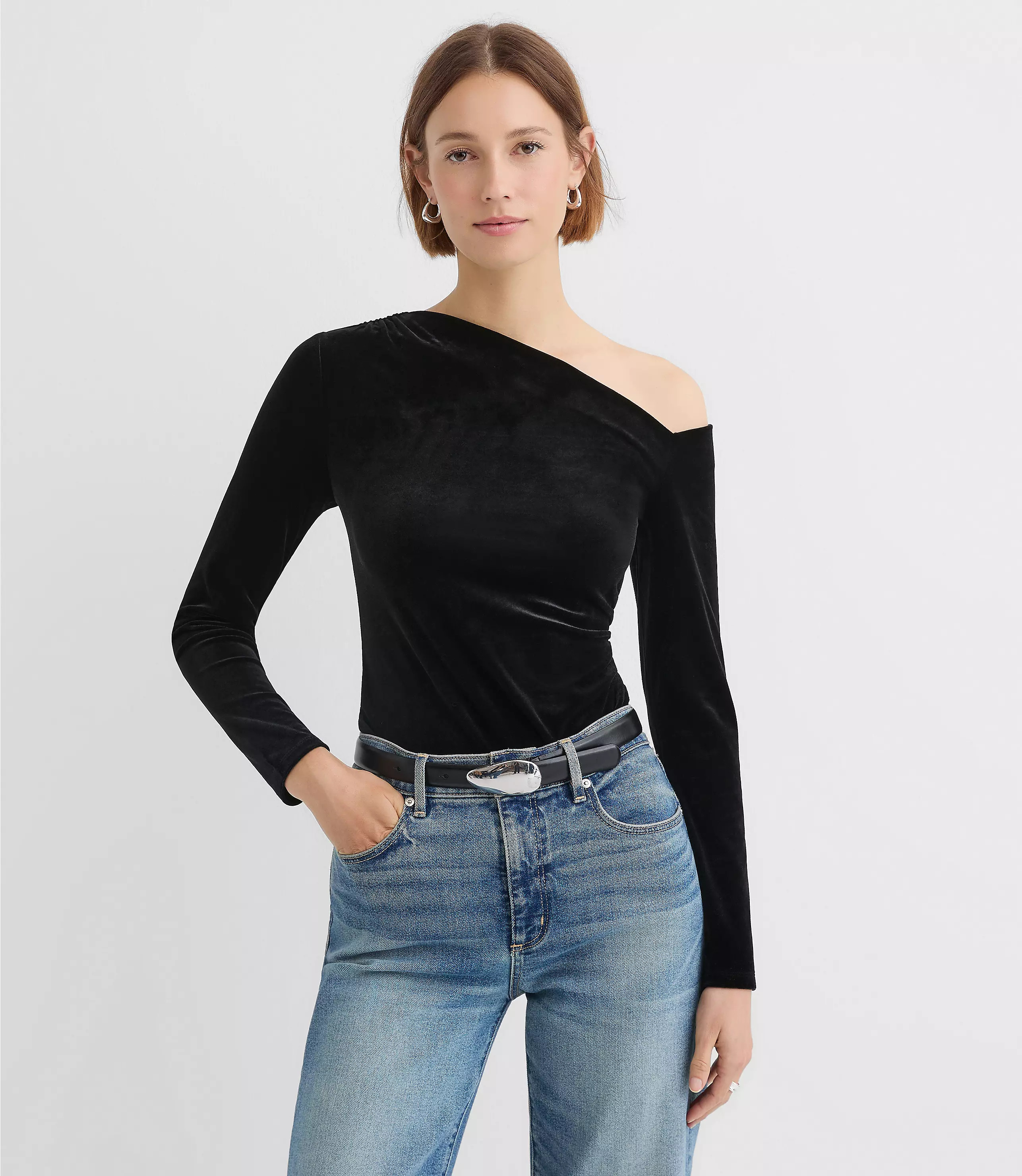 Velour One Shoulder Top | LOFT