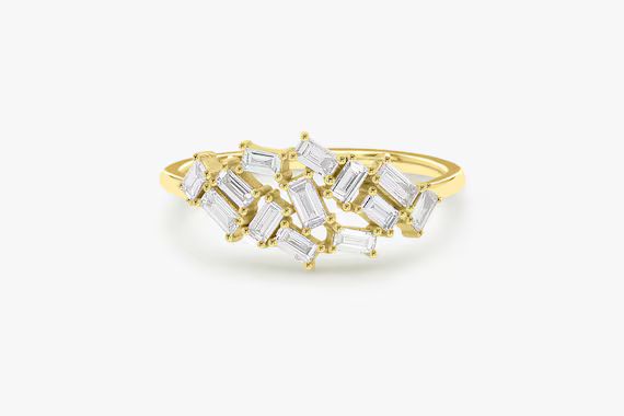Baguette Diamond Cluster Ring / Unique Diamond Stackable Ring /  Diamond Wedding Band / 14k Rose ... | Etsy (US)