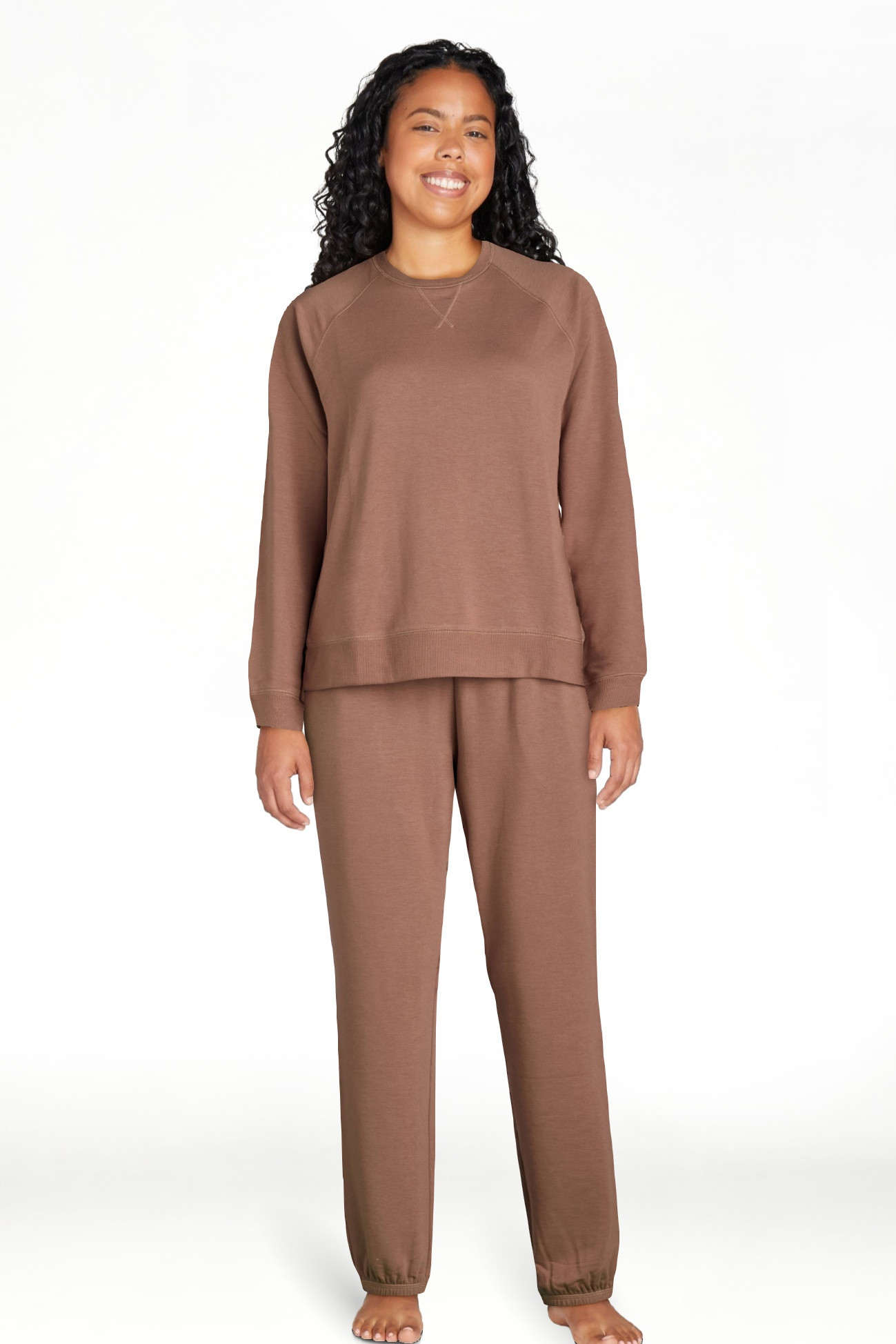 Joyspun Women's and Women’s Plus French Terry Sweatshirt and Joggers Set, 2-Piece, Sizes XS to ... | Walmart (US)