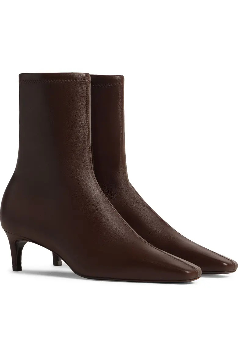 Reformation Remy Stretch Leather Ankle Boot in Espresso Stretch Leather at Nordstrom, Size 7.5 | Nordstrom