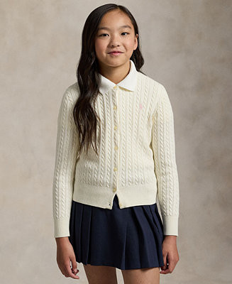 Girls' 7-16 Cable-Knit Cotton Cardigan | Macy's