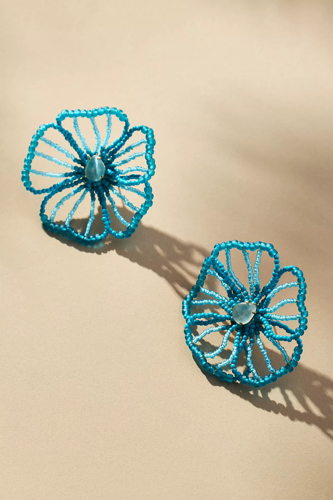 Medium Beaded Floral Post Earrings | Anthropologie (US)
