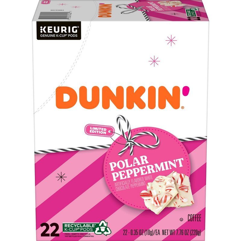 Dunkin' Donuts Polar Peppermint Medium Roast Coffee - Keurig K-Cup Pods - 22ct/7.76oz | Target