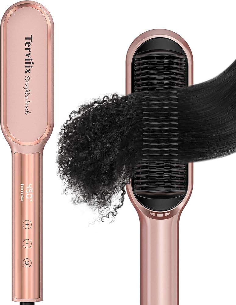 Terviiix Frizz Buster Ionic Hair Straightener Brush with MCH Heater - Rapid 450°F in 20S, Hair S... | Amazon (US)