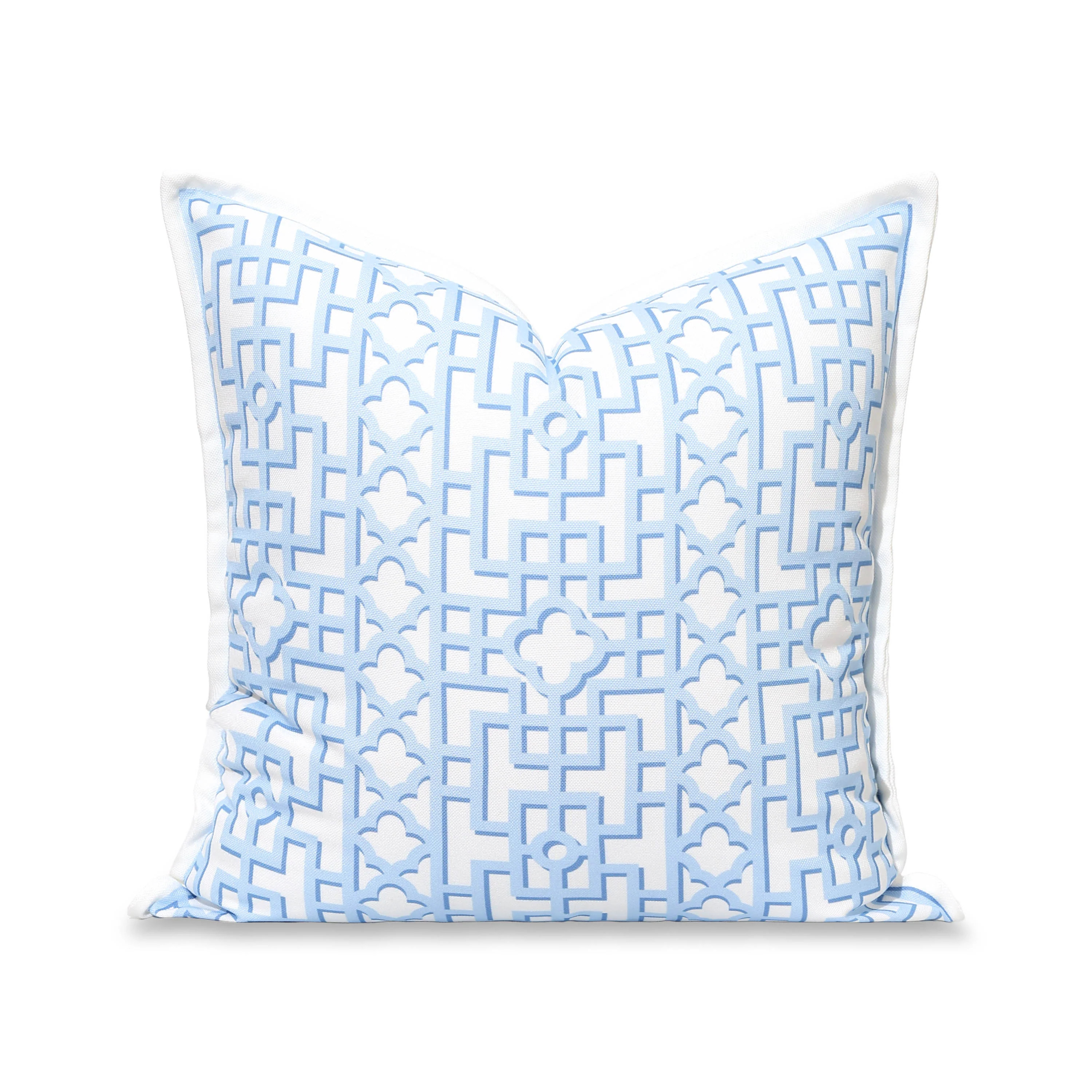 Gridelle, Indoor/Outdoor Baby Blue Throw Pillow Cover, with Flanged Border, 20 | Hofdeco