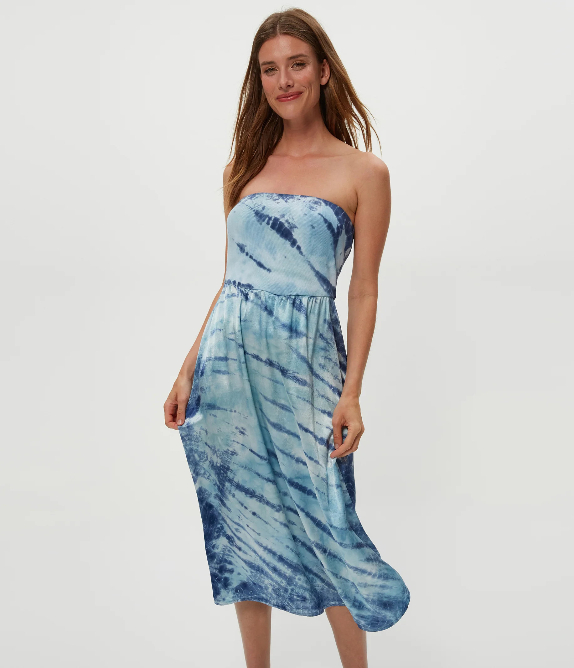 Variant options: Solange Satin Double Dye Midi Dress | MichaelStars.com