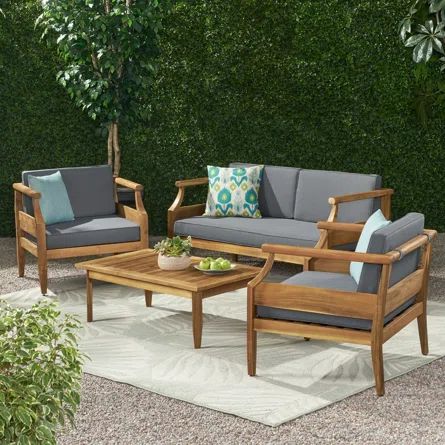 Highland Dunes Mcclurg Teak Sofa Seating Group with Cushions | Wayfair | Wayfair North America