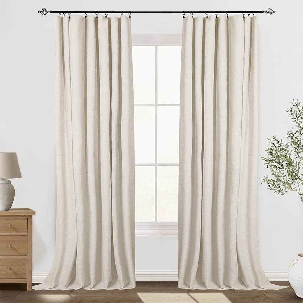 100% Blackout Shield Butter Cream Blackout Curtains for Bedroom 84 inch Length 2 Panels Set, Clip... | Amazon (US)