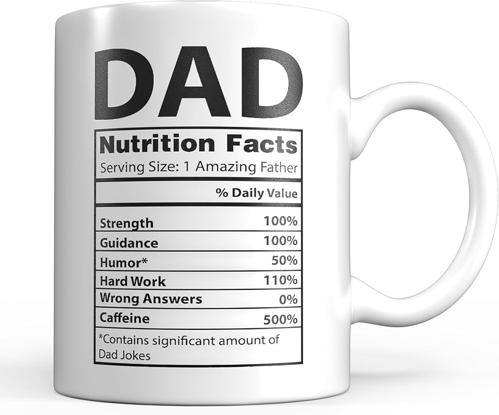 Funny Gifts for Dad - 11 oz Ceramic Dad Coffee Mug from Daughter or Son - Daddy Cup with Nutritio... | Amazon (US)