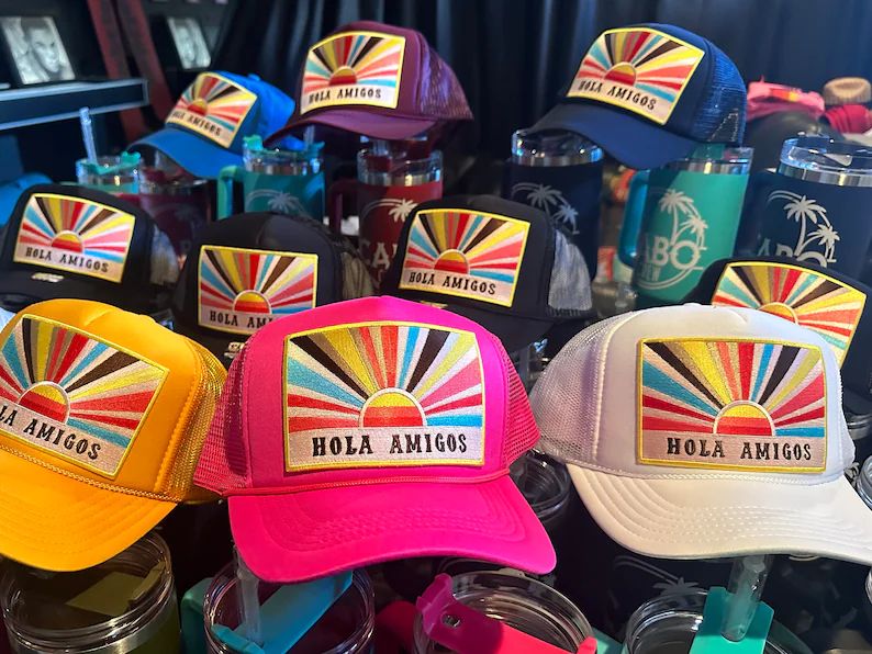Hola Amigos  Trucker Hat with Embroidered Patch - Mexico-Bachelorette Party- Girls Trip- Custom | Etsy (US)