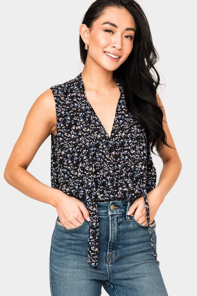 Tie Neck Sleeveless Surplice Bodysuit | Gibson