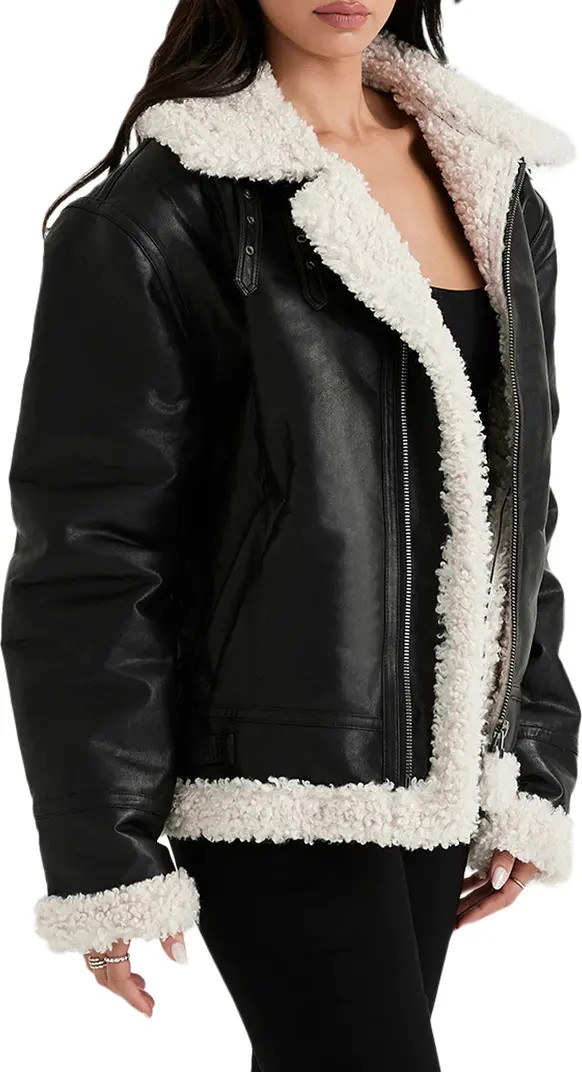 Madden Faux Leather Bomber Jacket with Faux Shearling Trim | Nordstrom
