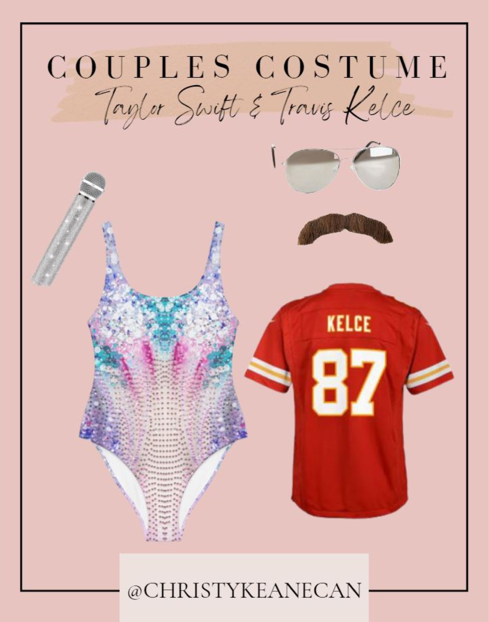 THE couples costume for Halloween 2023 - Taylor Swift and Travis Kelce

This bodysuit from Etsy is the perfect Lover inspired outfit - you’ll look like you came straight from the Eras tour stage. Grab a Kelce jersey for your man, but don’t forget the aviators and fake mustache to nail the full Travis look. You’ll have a big reputation this Halloween!

#TravisKelce #TaylorSwift #ErasTour #Halloween2023 #CouplesCostumes #AreYouReadyForIt 

#LTKstyletip #LTKHalloween #LTKfindsunder100