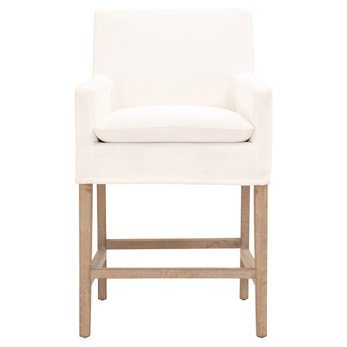 Click for more info about Danielle Modern Classic White Performance Slipcover Oak Wood Counter Stool