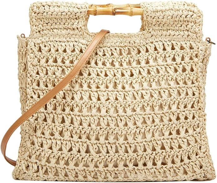 Summer Straw Tote Bags Hand-Woven Bag Purse For Women Vocation Crossbody Handbags | Amazon (US)