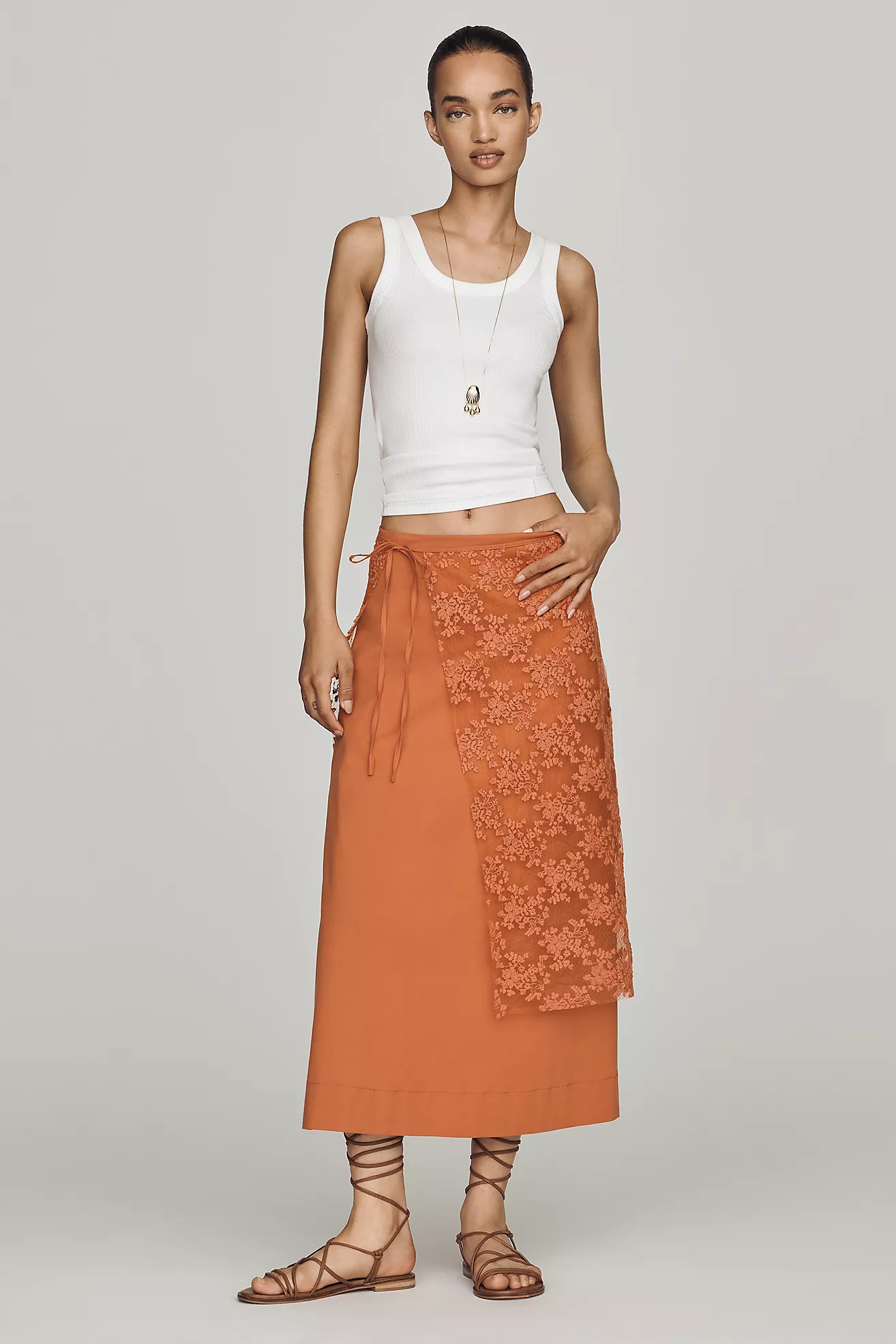 Mare Mare Lace Overlay Midi Skirt | Anthropologie (US)