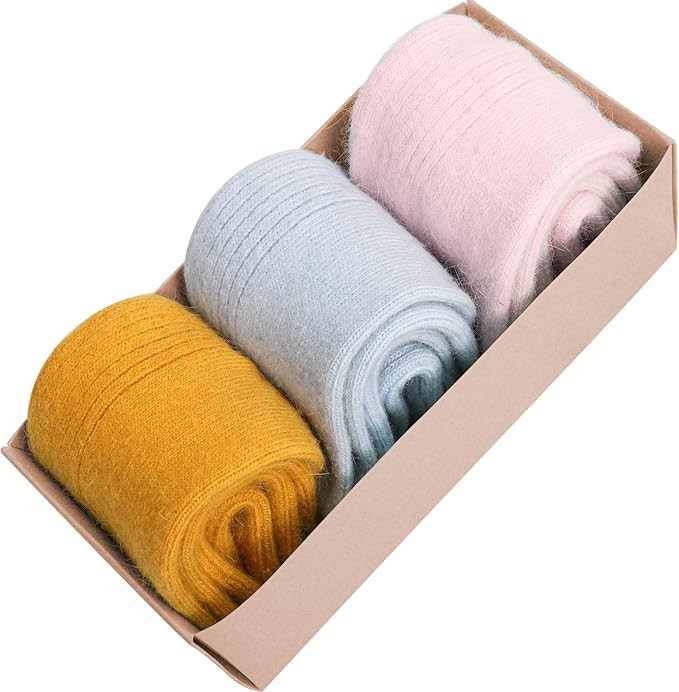 3 Pairs Wool Cashmere Socks For Women Winter Casual Dress Warm Thicken Sock Gifts | Amazon (US)