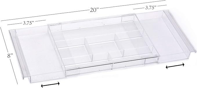 Expandable Drawer Organizer - Customizable Makeup Vanity Organizing Storage Tray for Bathroom, Be... | Amazon (US)