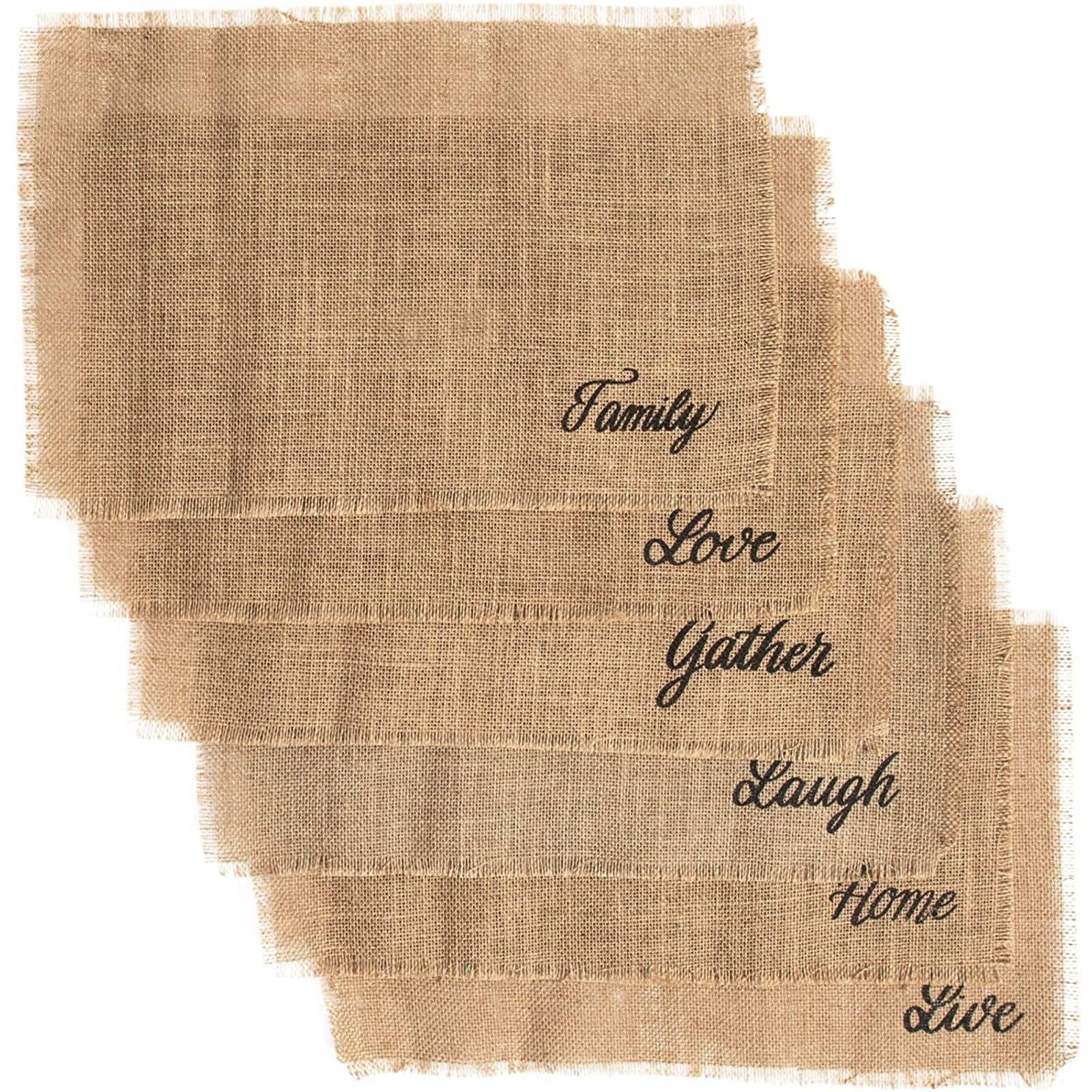 Woven Jute Placemats Set of 6 Dining Table Mat, Love Live Laugh Home Gather Family, 18"x12" Brown | Walmart (US)
