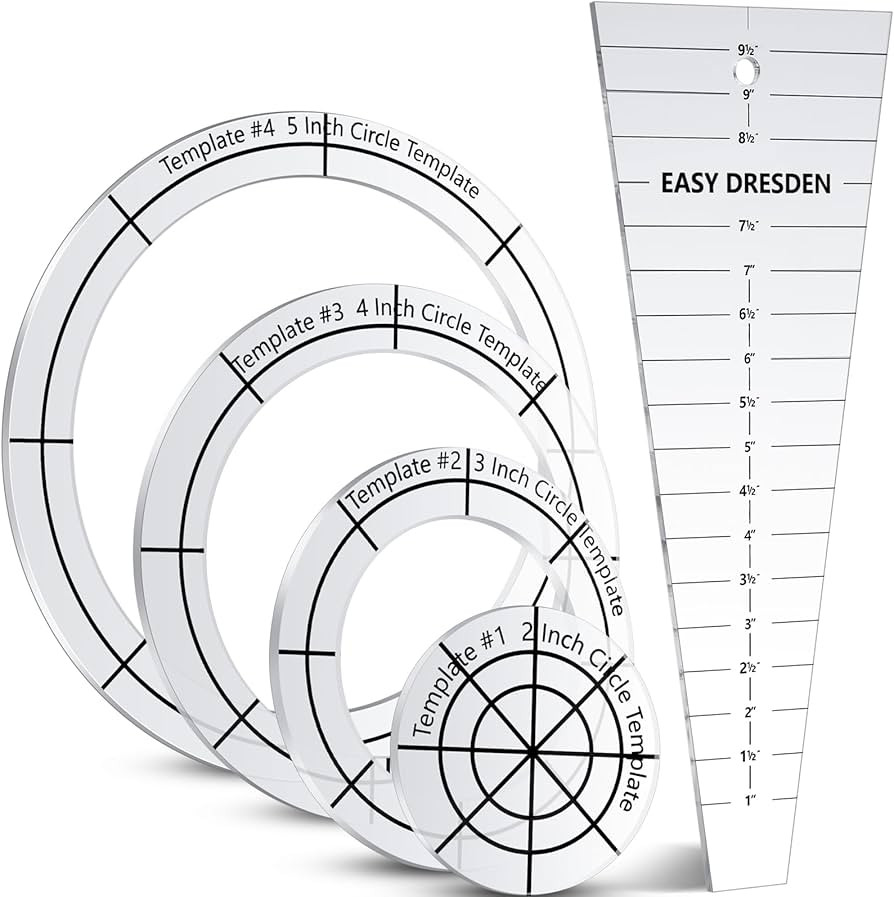 5 Pcs Acrylic Quilting Template Ruler 10 Inch Dresden Plate Template for Quilting Blanket Making ... | Amazon (US)