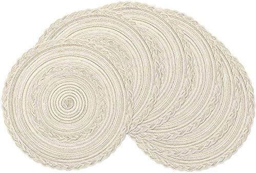SHACOS Round Placemats Set of 6 Braided Placemats Bordered 15 inch for Dining Tables Wedding Holi... | Amazon (US)