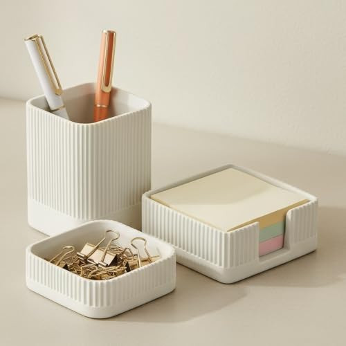 Aesthetic Desk Organizer Set of 3 For Your Office - Sturdy Concrete Desktop Accessories For Women... | Amazon (US)