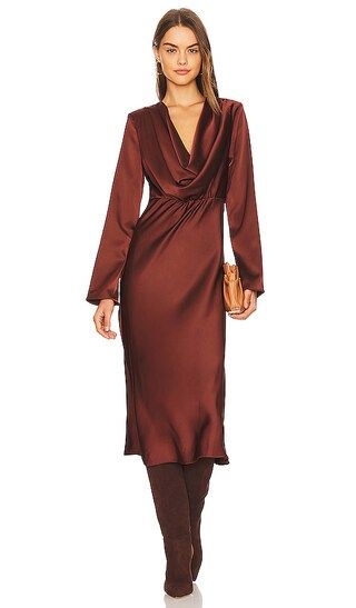 Giselle Midi Dress in Cinnamon Brown | Revolve Clothing (Global)