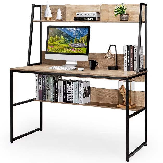 Costway 47'' Computer Desk w/ 3 Storage Cubes & Open Bookcase Home Office | Target