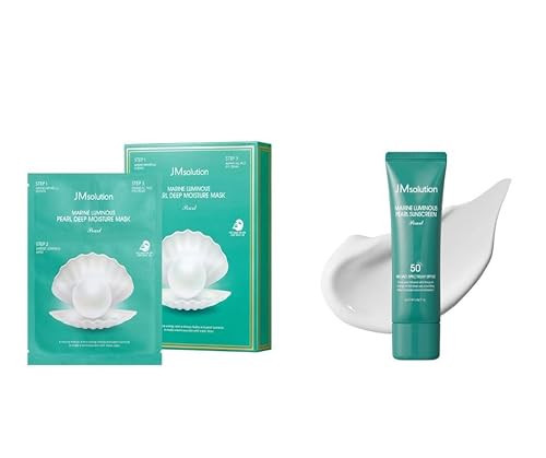 JMsolution Marine Luminous Pearl Sunscreen SPF 50 & 3-Step Deep Moisture Face Mask Bundle | Hydrating & Brightening Korean Skincare | Daily UV & Blue Light Protection | Hydration | Amazon (US)