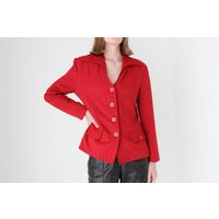 90S Red Power Blazer With Pointed Collar | Etsy (US)