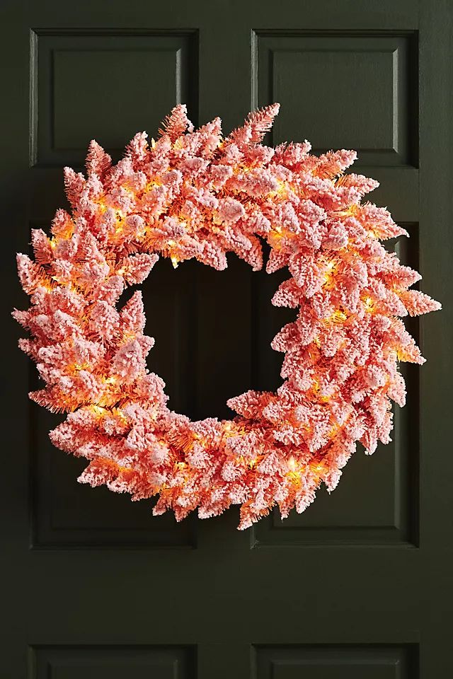 Flocked Light-Up Wreath | Anthropologie (US)