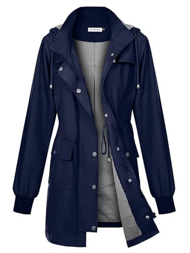PITINAN Womens Rain Coats with Hood Womens Rain Jacket Lightweight Windbreaker Raincoat Waterproof Rain Jacket For Women Navy M | Amazon (US)
