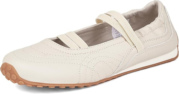 LUCKY STEP Women's Mary Jane Sneakers Comfortable Ballet Flats Elastic Strap Closed Toe Loafer Sl... | Amazon (US)