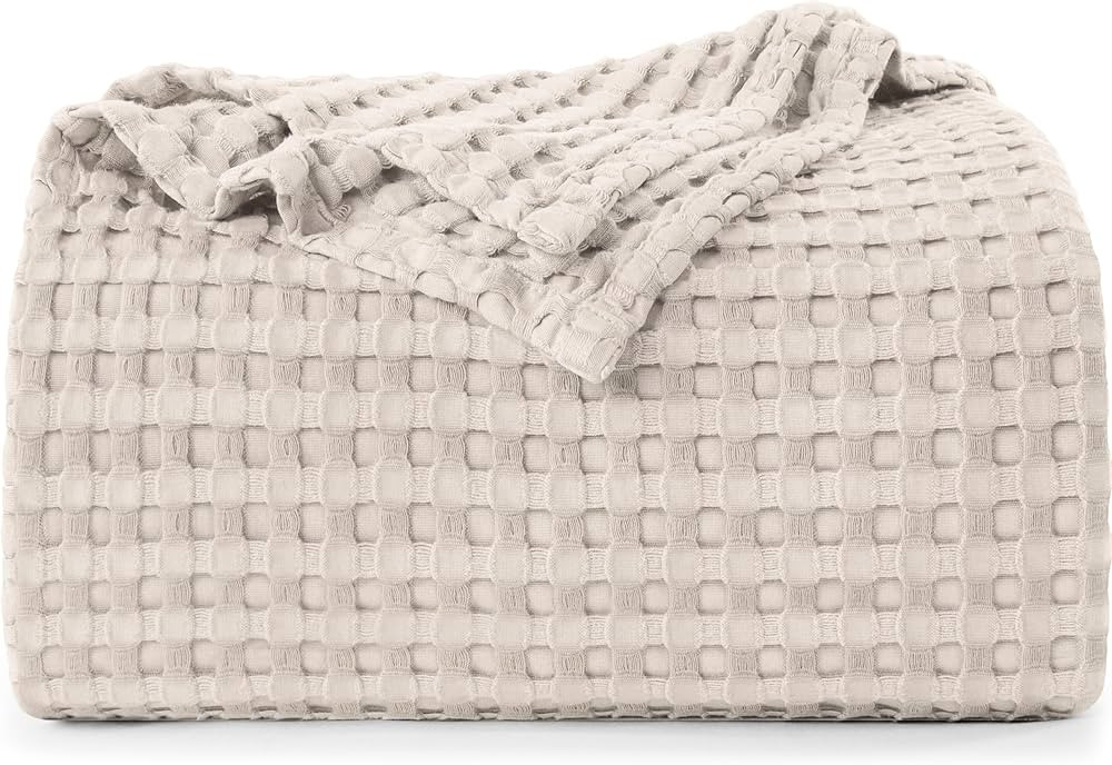 Utopia Bedding Cotton Waffle Blanket 300 GSM (Khaki - 90x90 Inches) Soft Lightweight Breathable B... | Amazon (US)
