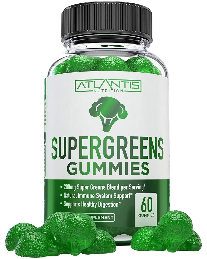 Atlantis Nutrition Supergreens Gummies - Daily Green Superfoods Supplement with Spinach, Broccoli... | Amazon (US)