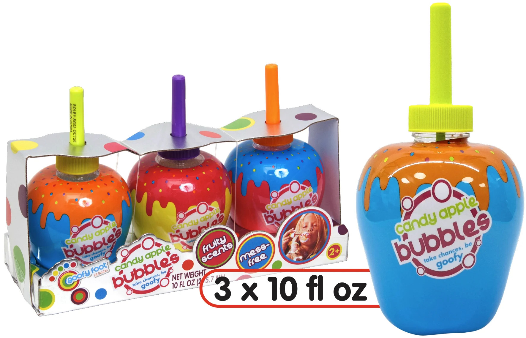Goofy Foot Designs Candy Apple Bubbles 3-Pack – Reusable Bubble Containers with Solution | Walmart (US)