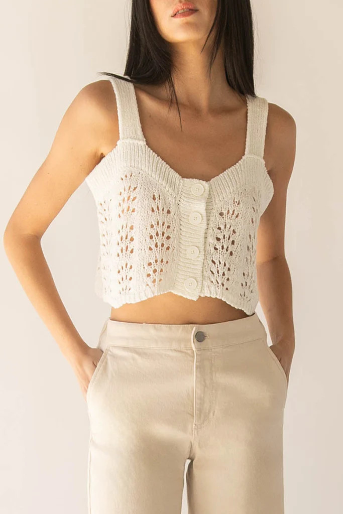 CROPPED OPEN KNIT TANK TOP | OAK + FORT