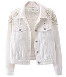 Kedera Women's Embroidered Rivet Pearl Short Denim Jacket Coat at Amazon Women's Coats Shop | Amazon (US)