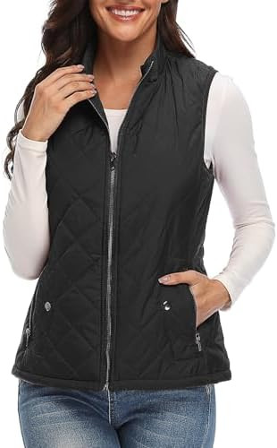 Xeoxarel Women's Quilted Vest with 4 Pockets, Puffer Padded Lightweight Gilet | Amazon (US)