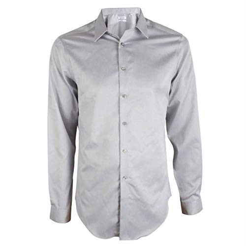 Calvin Klein Men's Slim Fit Non-Iron Herringbone Point Collar Dress Shirt, Smoke, 15" Neck 34"-35" Sleeve | Amazon (US)