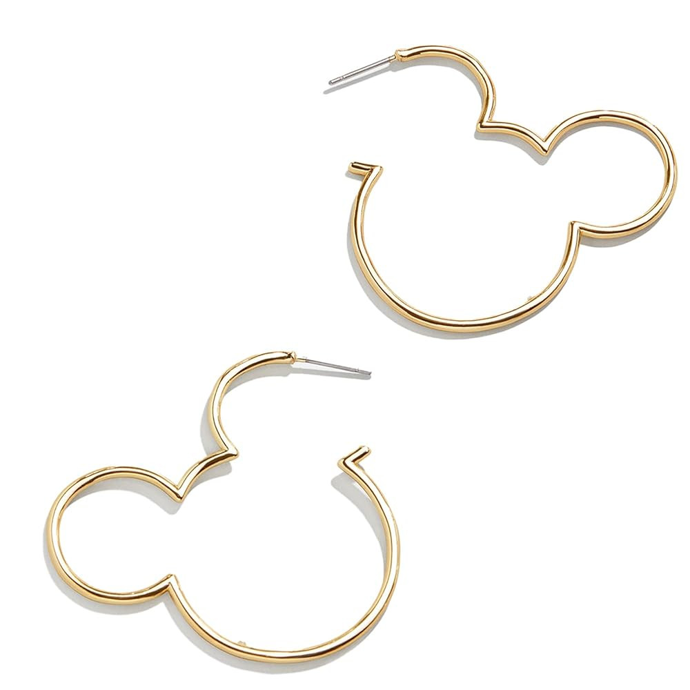 Disney Mickey Mouse Outline Gold-Plated Hoop Earrings - Simple Mickey Mouse Silhouette Hoop Earri... | Amazon (US)