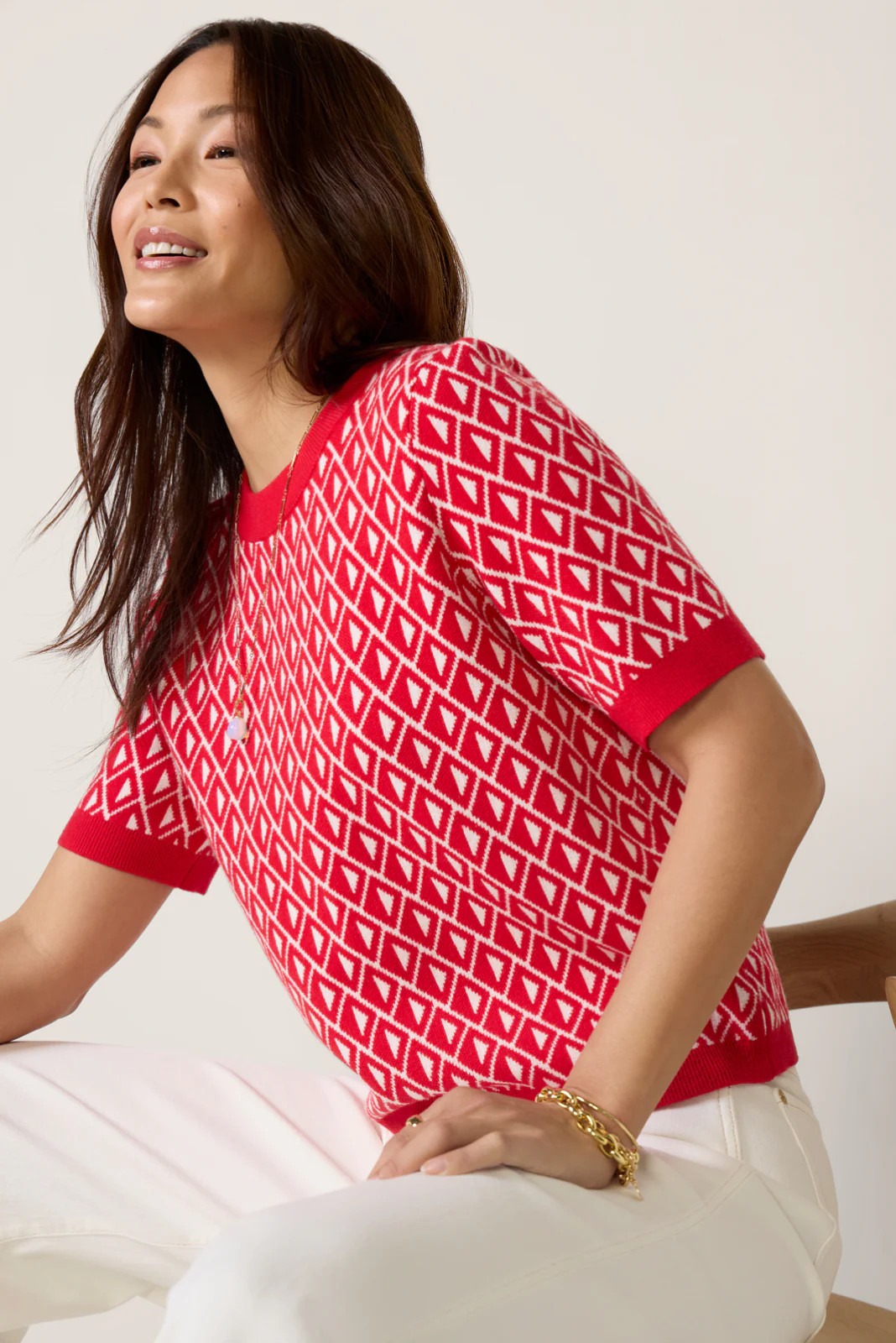 Clara Geo Short Sleeve Sweater Tee | Evereve