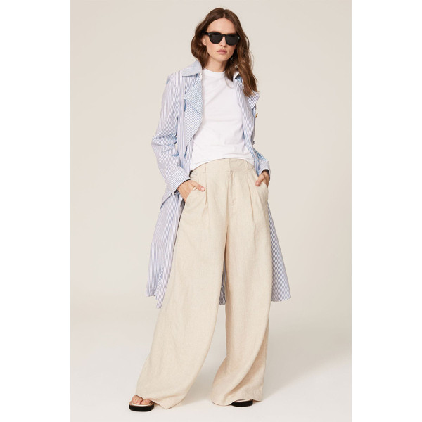 rag & bone Adriene Striped Trench Coat blue-white-print | Rent the Runway