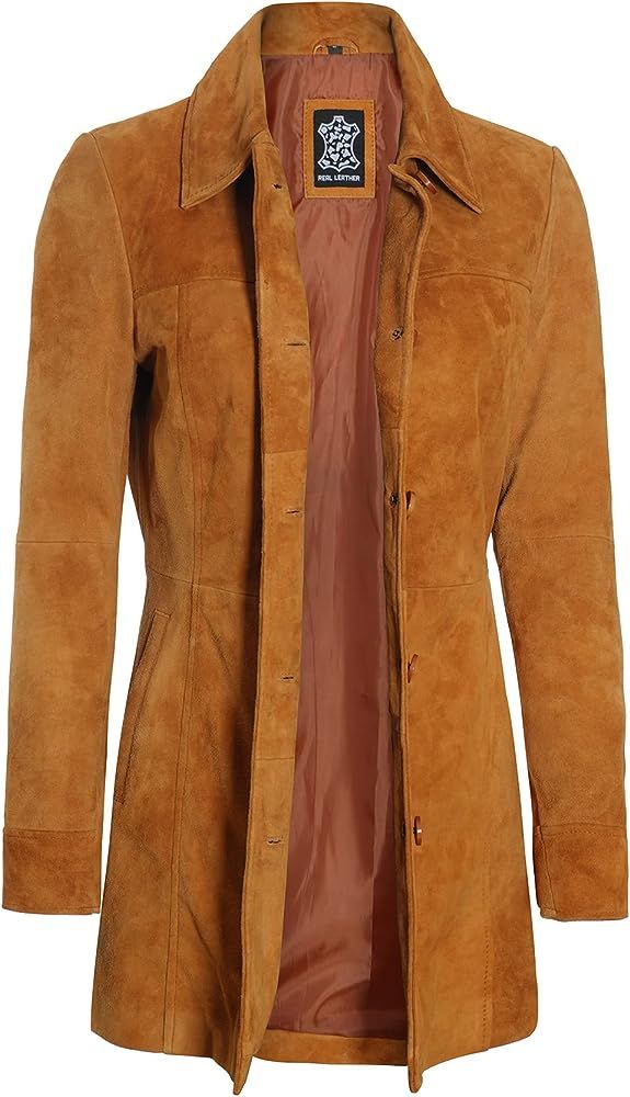 fjackets Real Leather Jacket Women - Lambskin Long Coats For Women - Stylish Soft Women's Trench ... | Amazon (US)