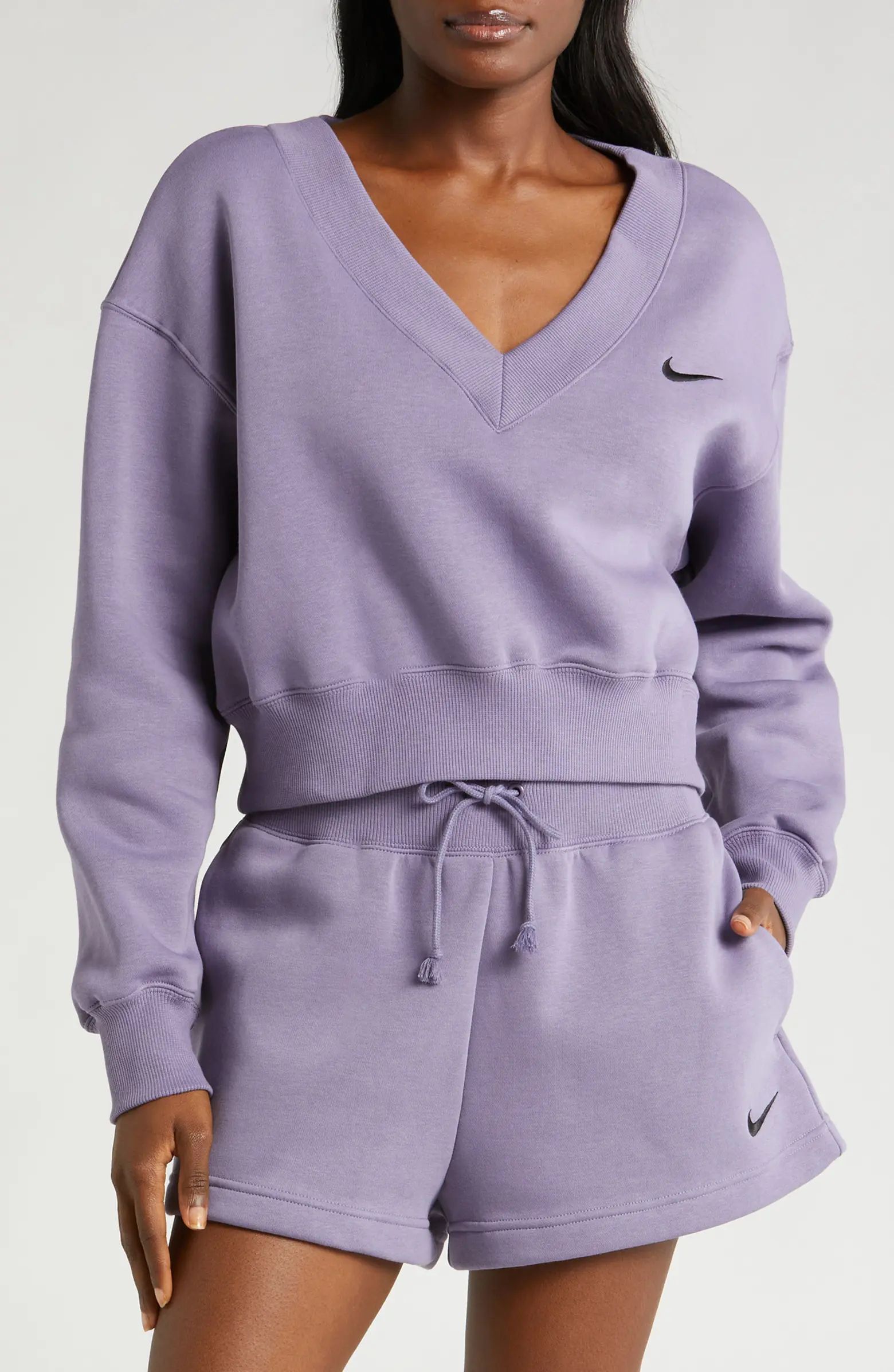 Nike Sportswear Phoenix Fleece V-Neck Crop Sweatshirt | Nordstrom | Nordstrom