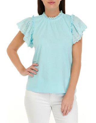 Women's Eyelet Flutter Sleeve Knit Top | Belk