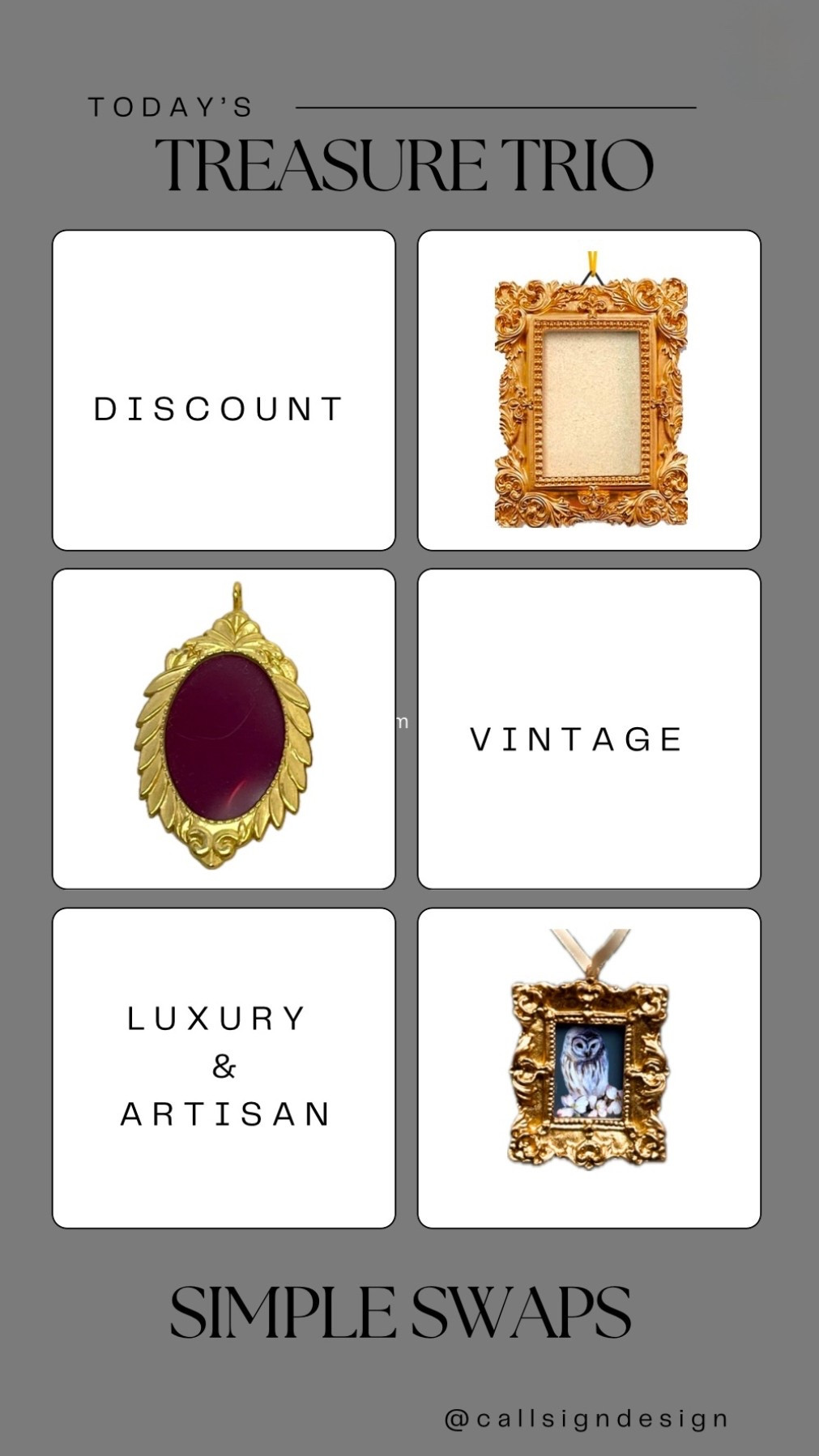 Elevate your Christmas tree with these stunning ornament photo frames. Perfect for adding a personal touch of elegance to your holiday decor!✨

#Christmas #ChristmasDecor #WhiteChristmas #TraditionalChristmas #VintageChristmas #CallSignDesign #Vintage #Luxury #InteriorDesign #InteriorDecorating #Elegance #Chandelier #OldWorldCharm #DesignStyle #CastleCore #OldWorldCharm  #SimpleSwaps

