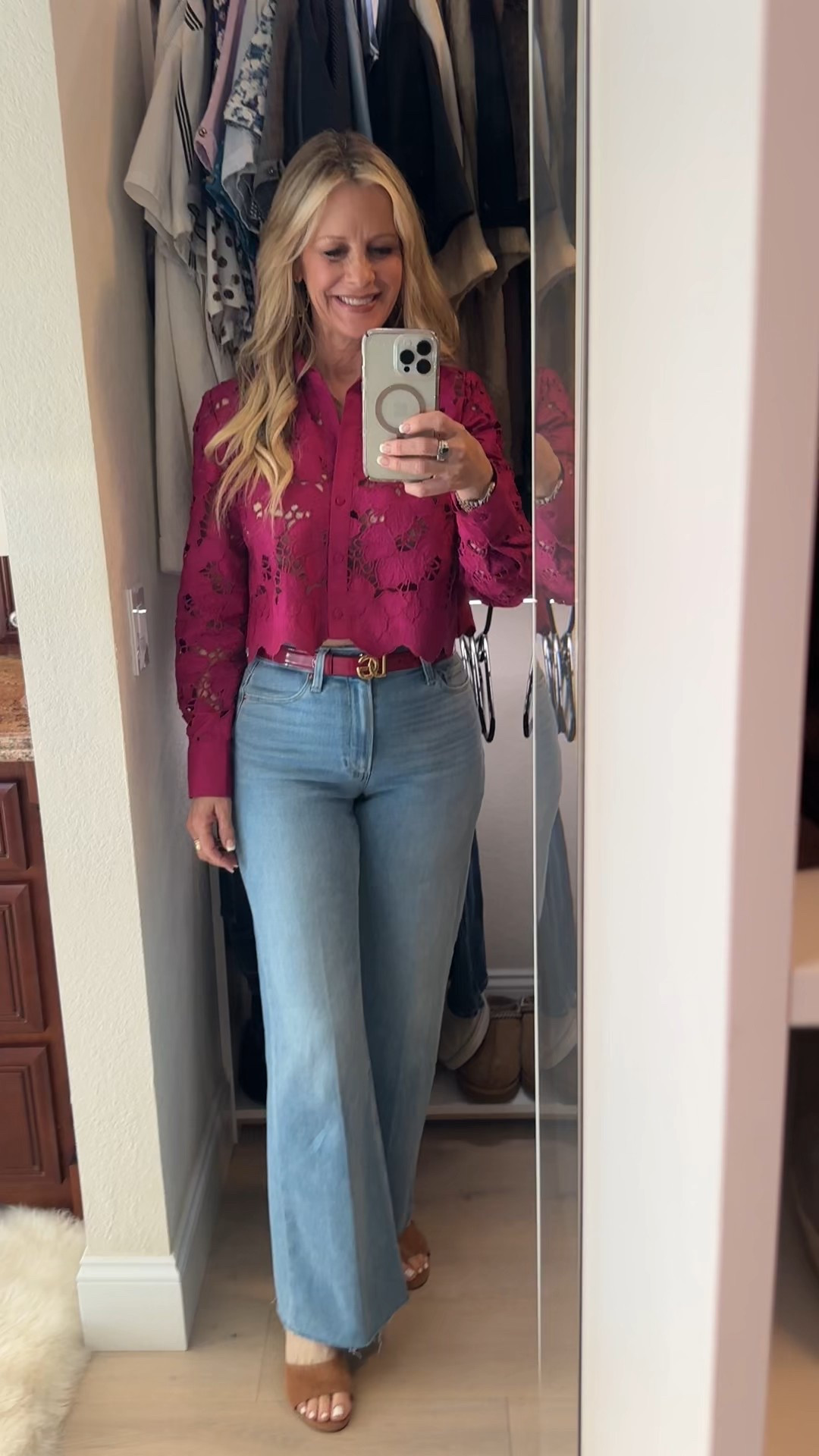 Sale alert on this gorgeous L’Agence magenta crop top.  She is stunning and the color is beautiful 💕 Wearing an XS. 

Red Carpet of Life, LTK over 50, summer outfits, jeans, sandals 


#LTKShoeCrush #LTKSaleAlert #LTKStyleTip