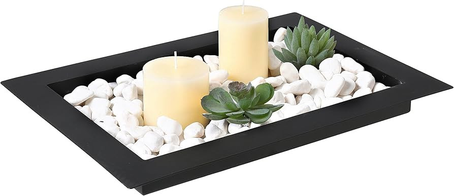 MyGift 17-Inch Decorative Metal Christmas Centerpiece Tray with Wide Rim - Modern Serving Tray, H... | Amazon (US)